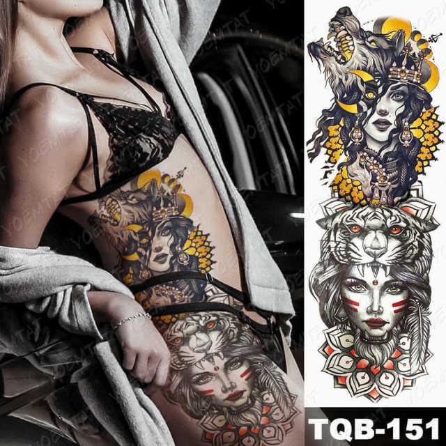 Womens Large Tattoo Eye Lion Waterproof Temporary Sticker Realistic Big Luxury Tattoo Modern Design - TaTTTy