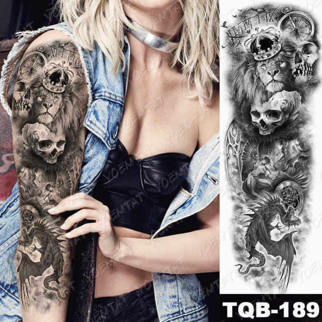 Womens Large Tattoo Eye Lion Waterproof Temporary Sticker Realistic Big Luxury Tattoo Modern Design - TaTTTy