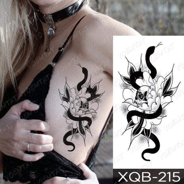 Womens Waterproof Temporary Tattoo Sticker Blue Flower Luxury Big Tatoo For Body Arm - TaTTTy