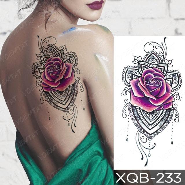 Womens Waterproof Temporary Tattoo Sticker Blue Flower Luxury Big Tatoo For Body Arm - TaTTTy