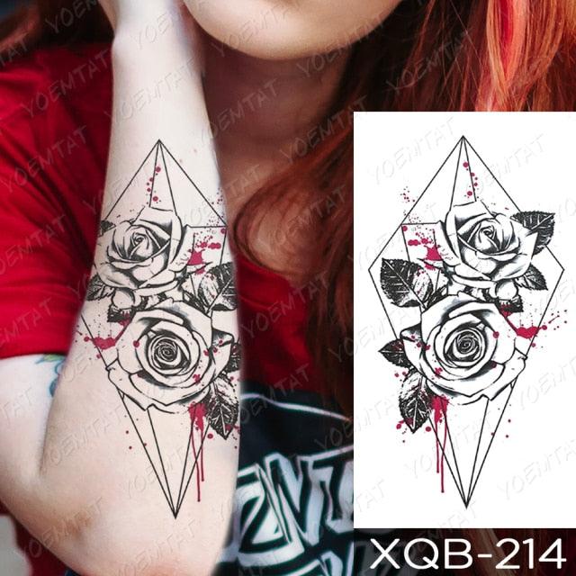 Womens Waterproof Temporary Tattoo Sticker Blue Flower Luxury Big Tatoo For Body Arm - TaTTTy