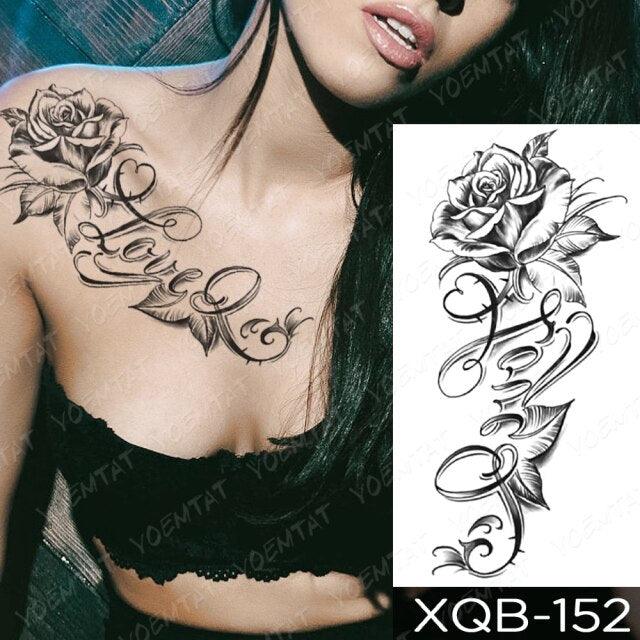 Womens Waterproof Temporary Tattoo Sticker Blue Flower Luxury Big Tatoo For Body Arm - TaTTTy