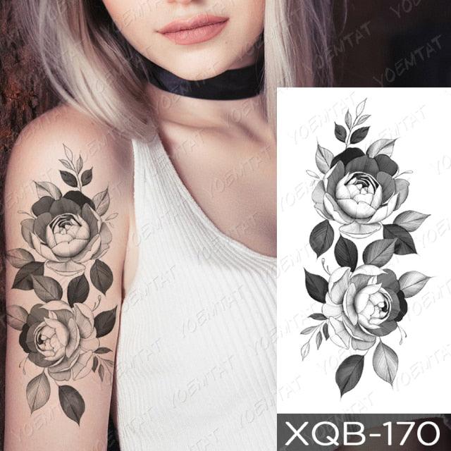 Womens Waterproof Temporary Tattoo Sticker Blue Flower Luxury Big Tatoo For Body Arm - TaTTTy