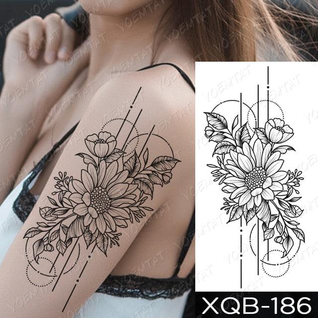Womens Waterproof Temporary Tattoo Sticker Blue Flower Luxury Big Tatoo For Body Arm - TaTTTy