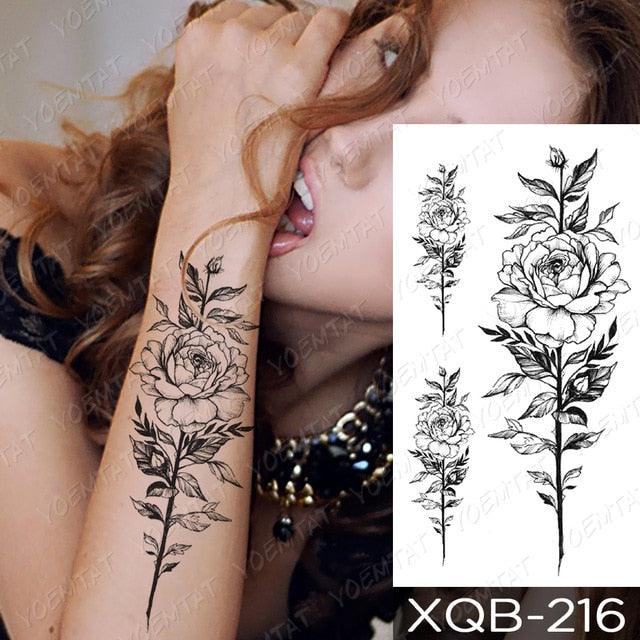 Womens Waterproof Temporary Tattoo Sticker Blue Flower Luxury Big Tatoo For Body Arm - TaTTTy