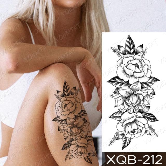 Womens Waterproof Temporary Tattoo Sticker Blue Flower Luxury Big Tatoo For Body Arm - TaTTTy