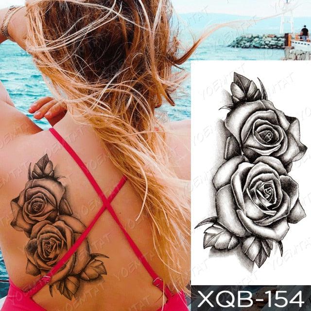 Womens Waterproof Temporary Tattoo Sticker Blue Flower Luxury Big Tatoo For Body Arm - TaTTTy